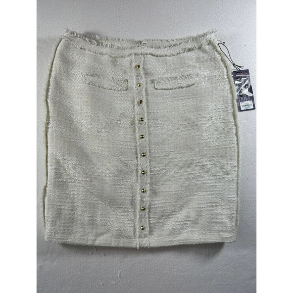 JLO Dresses & Skirts - Jennifer Lopez cream lined Zipper Skirt size 4 New With Tag $50 gold embellished